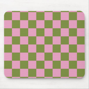 Tapis De Souris Motif Gingham à carreaux rose et vert