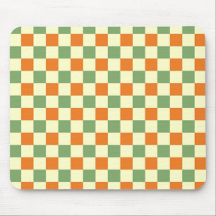Tapis De Souris Motif Gingham à carreaux vert orange marron