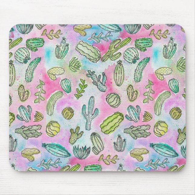 Tapis De Souris Motif Girly mignon de cactus d'été de peinture (Devant)