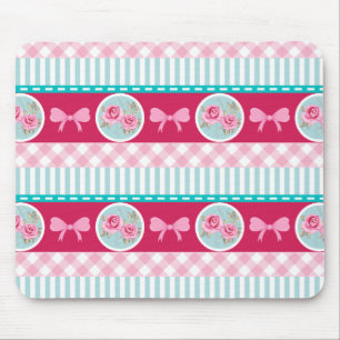 Tapis De Souris Motif Girly rose-clair et bleu mignon