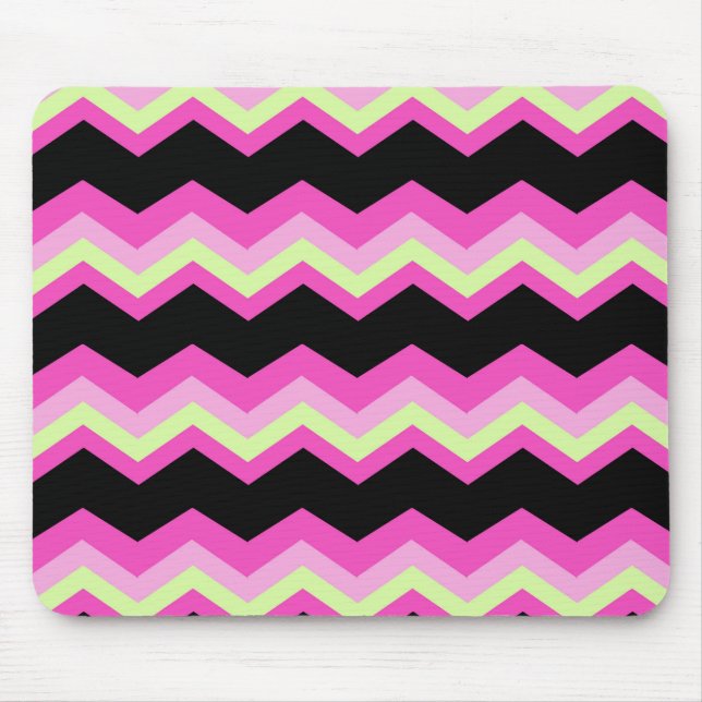 Tapis De Souris motif girly zigzag fuchsia (Devant)