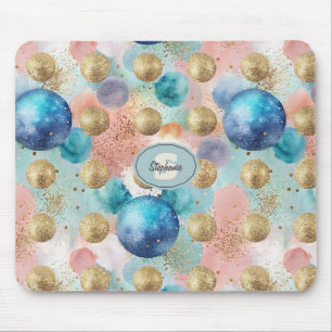 Tapis De Souris Motif Gold & Blue Circle avec accents de Parties s