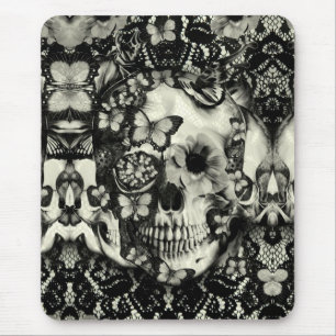 Tapis De Souris Motif gothique victorien de crâne de dentelle