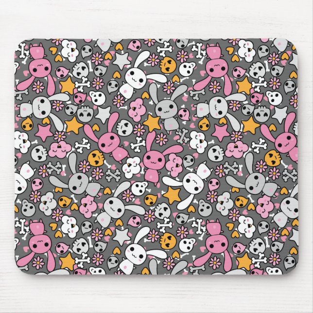 Tapis De Souris motif gris de kawaii (Devant)