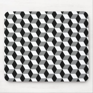 Tapis De Souris Motif gris, noir et blanc des cubes 3D
