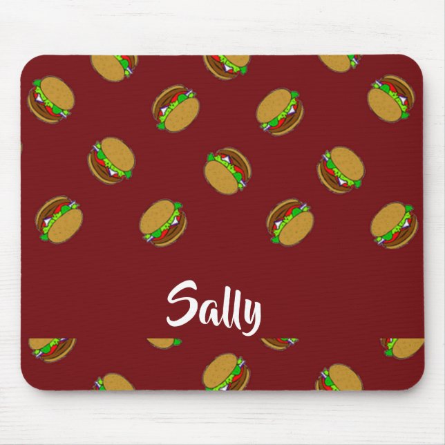 Tapis De Souris Motif hamburger sur le marron (Devant)