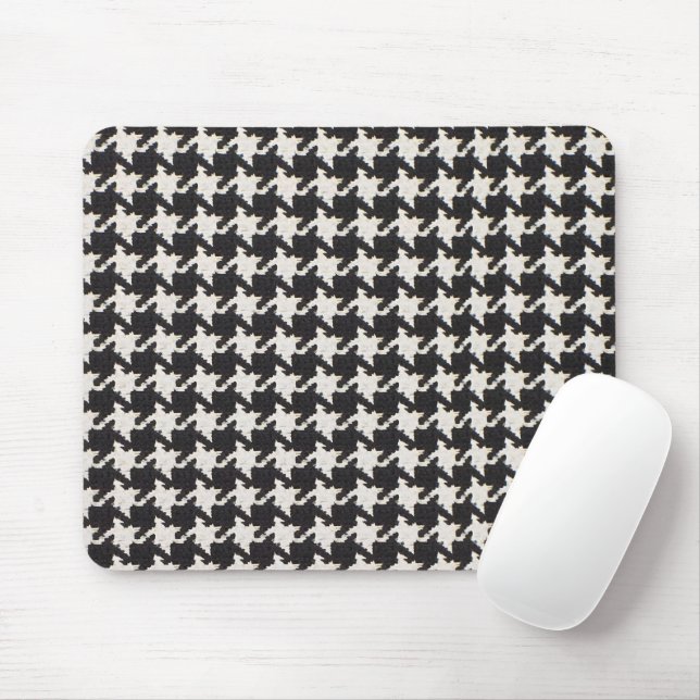 Tapis De Souris Motif Houndstooth Noir & Blanc (Avec souris)