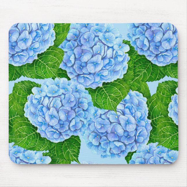 Tapis De Souris Motif hydrangée bleu (Devant)