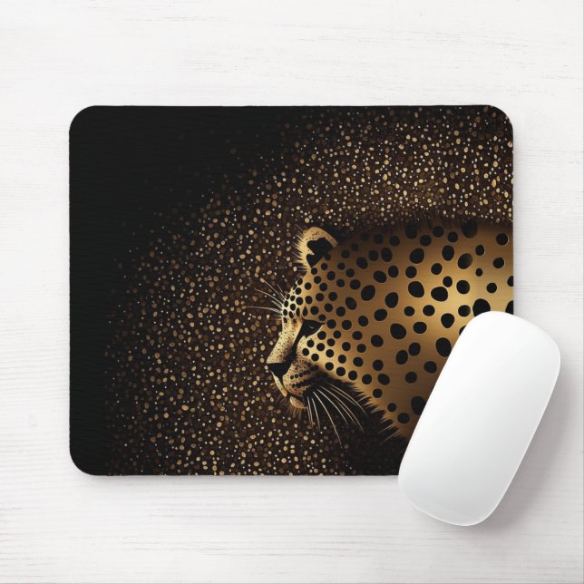 Tapis De Souris Motif Jaguar Doré            (Avec souris)
