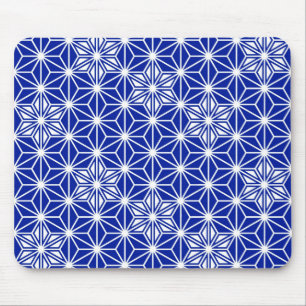 Tapis De Souris Motif japonais Asanoha - bleu de cobalt
