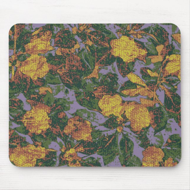 Tapis De Souris Motif jaune de camouflage de fleur (Devant)