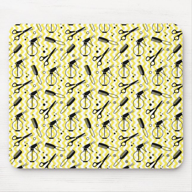 Tapis De Souris Motif jaune d'outil de coiffeur (Devant)
