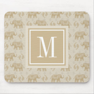 Tapis De Souris Motif kaki de caravane d'éléphant du monogramme  
