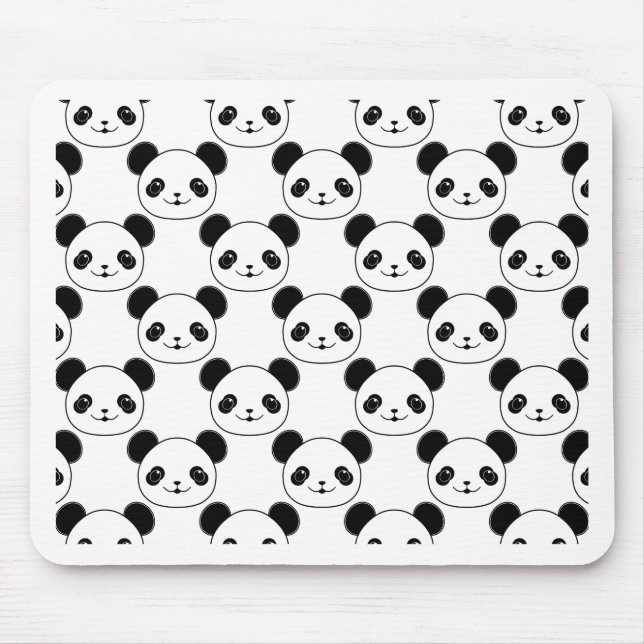 Tapis De Souris Motif Kawaii Panda En Noir Et Blanc (Devant)