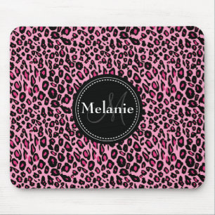 Tapis De Souris Motif Léopard Blanc Noir Rose Monogramme