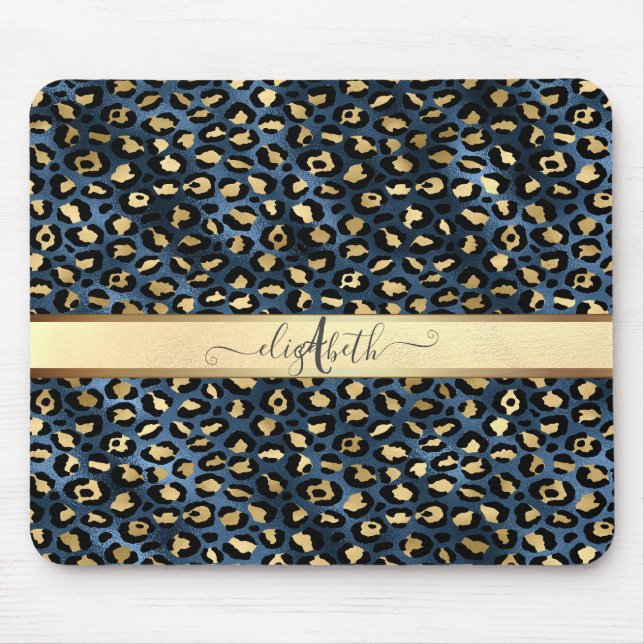 Tapis De Souris Motif léopard Bronze Noir Monogramme    (Devant)