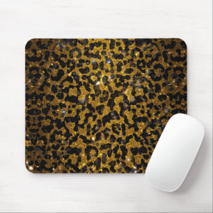 Tapis De Souris Motif Léopard Noir Marron Or Pailleté Luxe