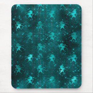 Tapis De Souris Motif Licornes Paillettes Glam Ombré Sarcelle