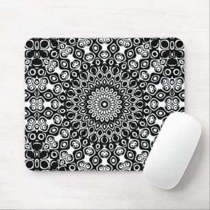 Tapis De Souris Motif mandala noir et blanc