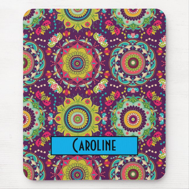 Tapis De Souris Motif Mandala Rétro (Devant)