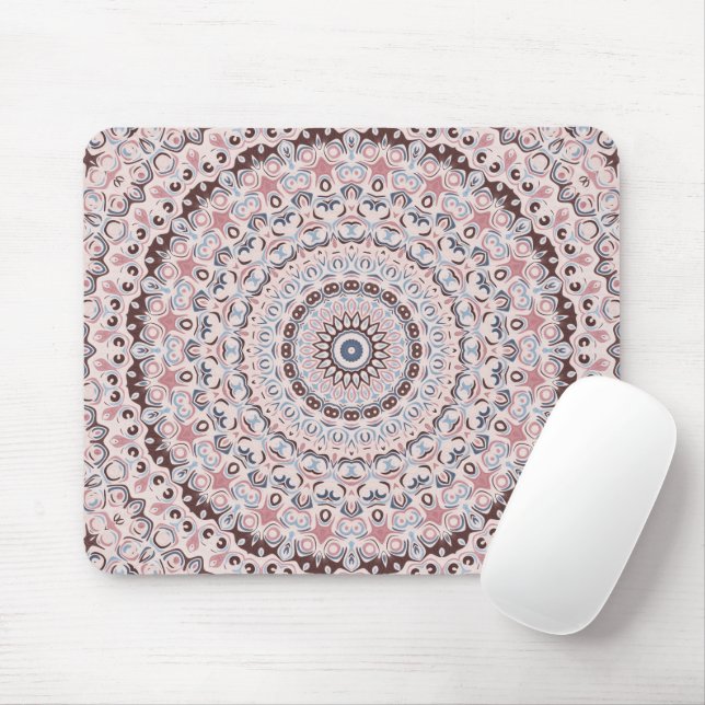 Tapis De Souris Motif Mandala Rose et Bleu Boho (Avec souris)