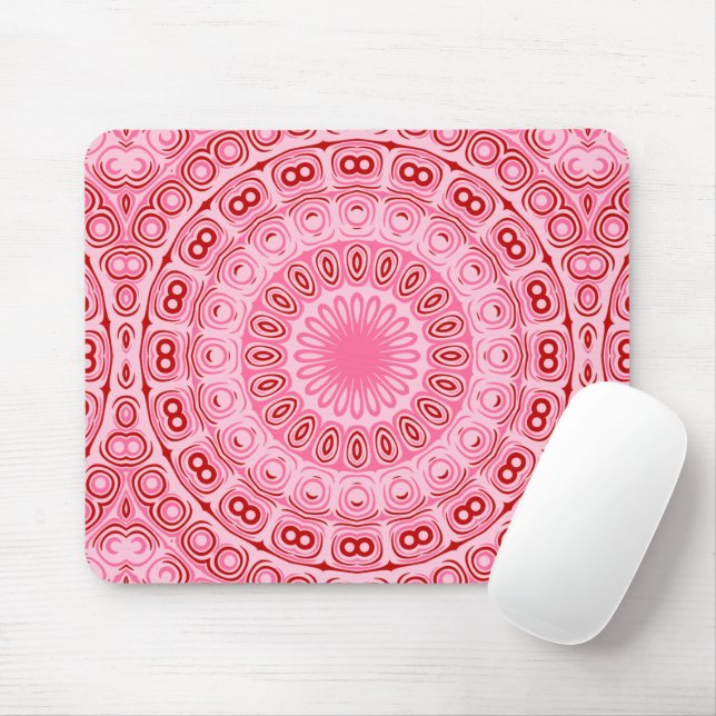 Tapis De Souris Motif Mandala Rouge et Rose (Avec souris)