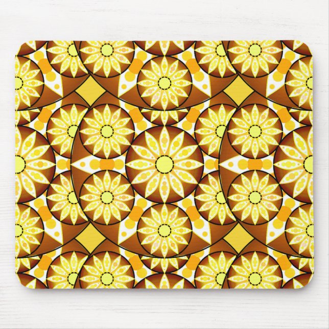 Tapis De Souris Motif Mandala, tons marron et or (Devant)
