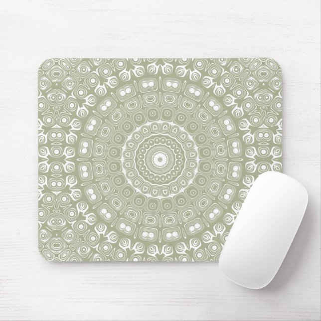 Tapis De Souris Motif Mandala Vert Sauge (Avec souris)