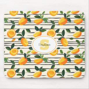 Tapis De Souris Motif Mango Aquarelle avec Feuilles verts