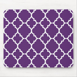 Tapis De Souris Motif marocain de Quatrefoil blanc pourpre