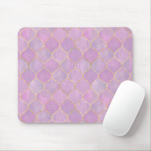 Tapis De Souris Motif Marocain Rose Pâle Or 