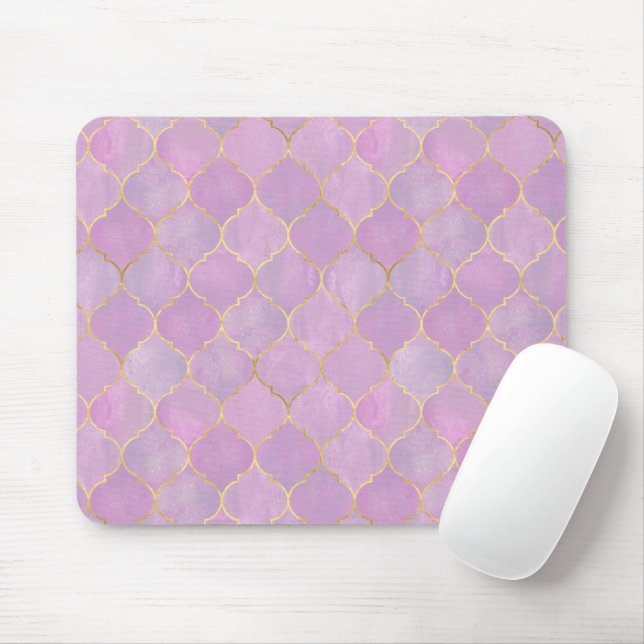 Tapis De Souris Motif Marocain Rose Pâle Or  (Avec souris)