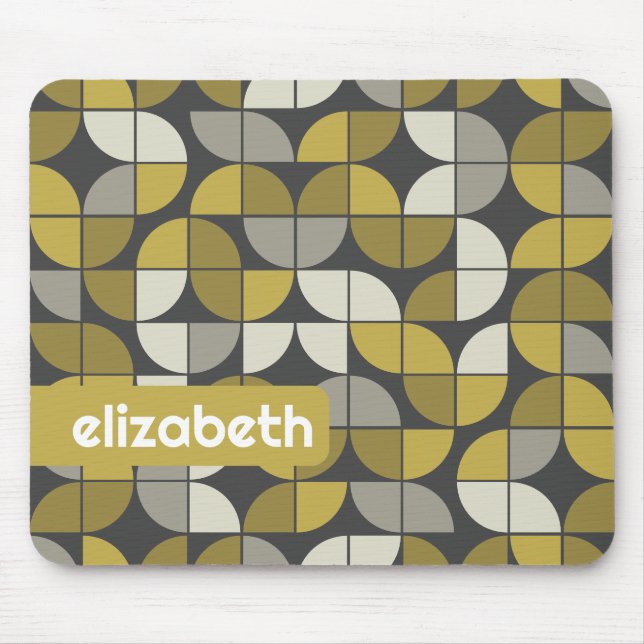 Tapis De Souris Motif MCM Half Moon tendance avec bloc de nom or (Devant)