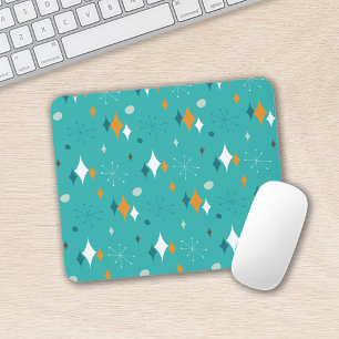 Tapis De Souris Motif Mid Century Modern en turquoise