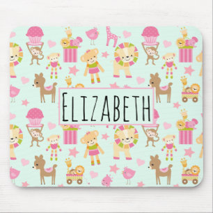 Tapis De Souris Motif mignon avec Animaux et Jouets heureux