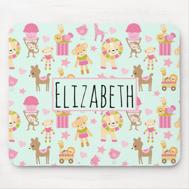 Tapis De Souris Motif mignon avec Animaux et Jouets heureux (Devant)