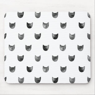 Tapis De Souris Motif mignon chic noir et blanc de chat