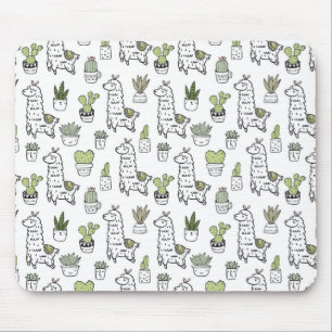 Tapis De Souris Motif mignon d'alpaga et de cactus