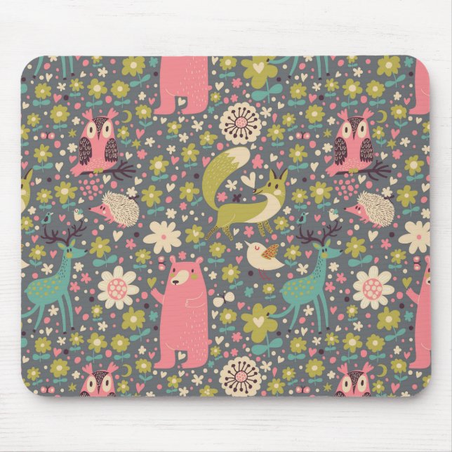 Tapis De Souris Motif mignon d'animaux de forêt (Devant)