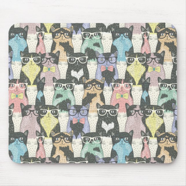 Tapis De Souris Motif mignon de chats de hippie (Devant)