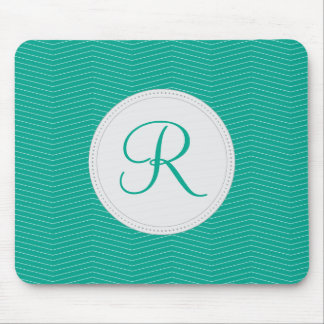 Tapis De Souris Motif mince de Chevron de monogramme vert