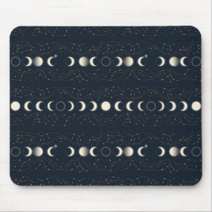 Tapis De Souris Motif minimaliste des phases lunaires avec des éto