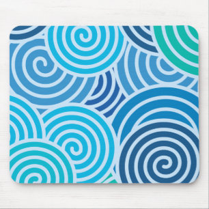 Tapis De Souris Motif moderne à spirale bleue