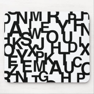 Tapis De Souris Motif moderne, abstrait, désordonné avec des lettr