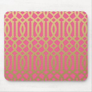 Tapis De Souris Motif moderne d'or et de treillis de rose