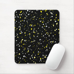 Tapis De Souris Motif moderne moderne à la mode Noir Jaune Terrazz