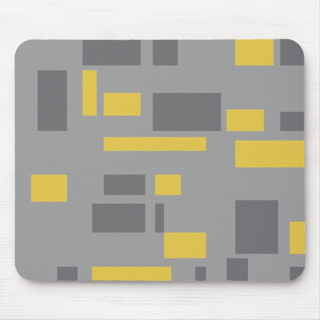 Tapis De Souris Motif moderne, simple, cool géométrique jaune gris (Devant)