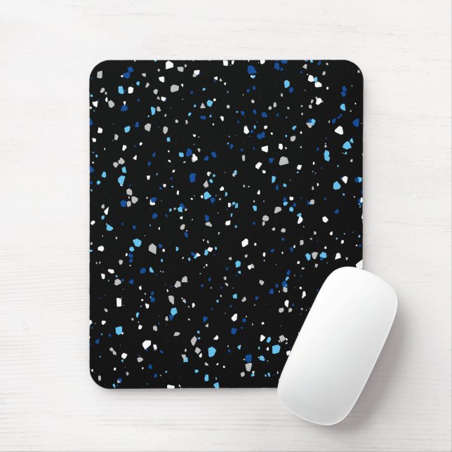 Tapis De Souris Motif moderne tendance Noir bleu Terrazzo (Avec souris)