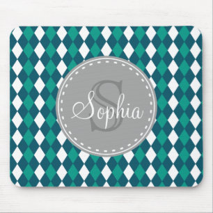 Tapis De Souris Motif Monogramme Blue Green Diamdons