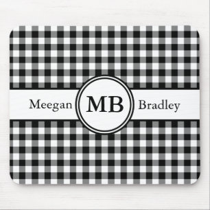 Tapis De Souris Motif monogramme moderne noir et blanc
